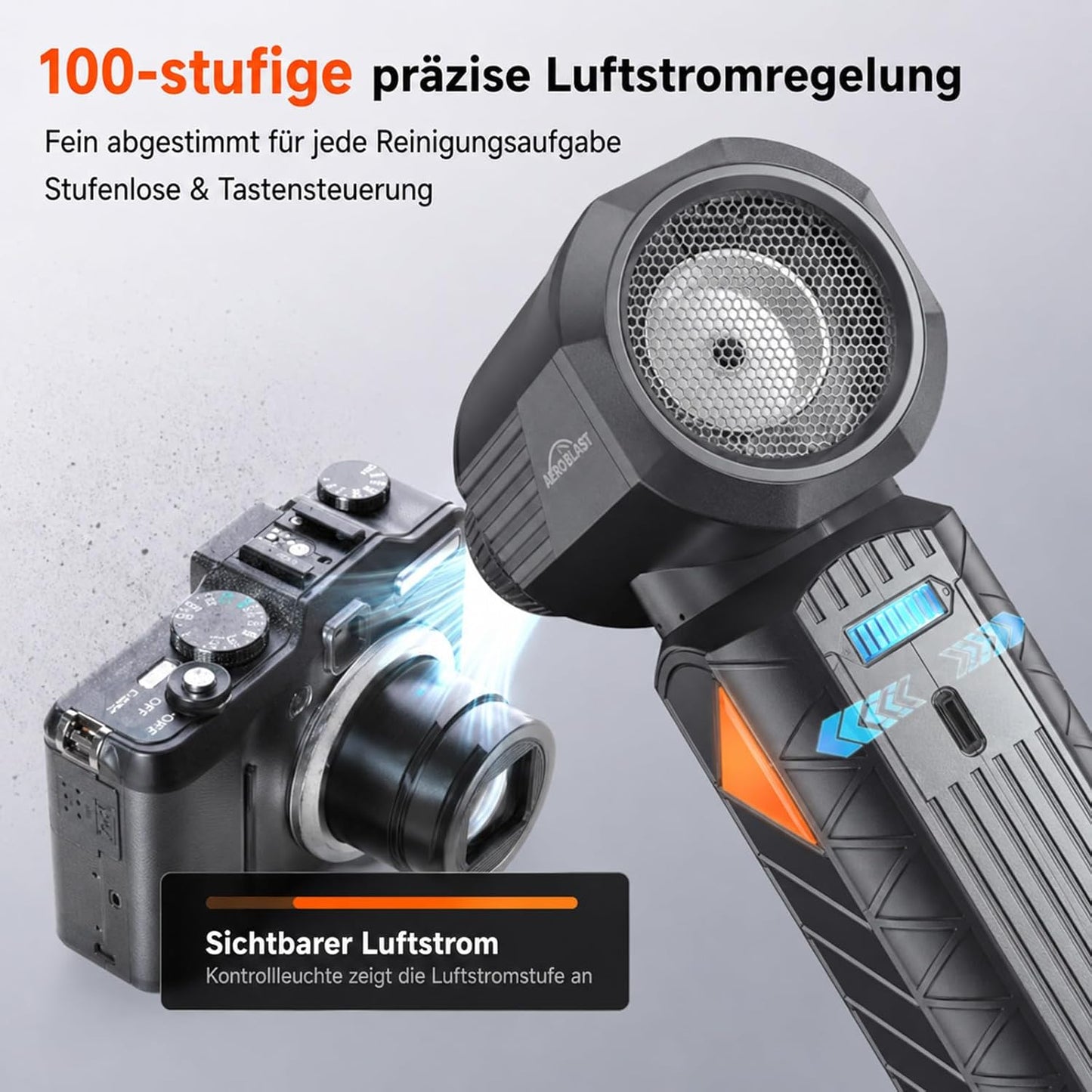 Elektrisches Staubgebläse W02 Pro, Schwarz