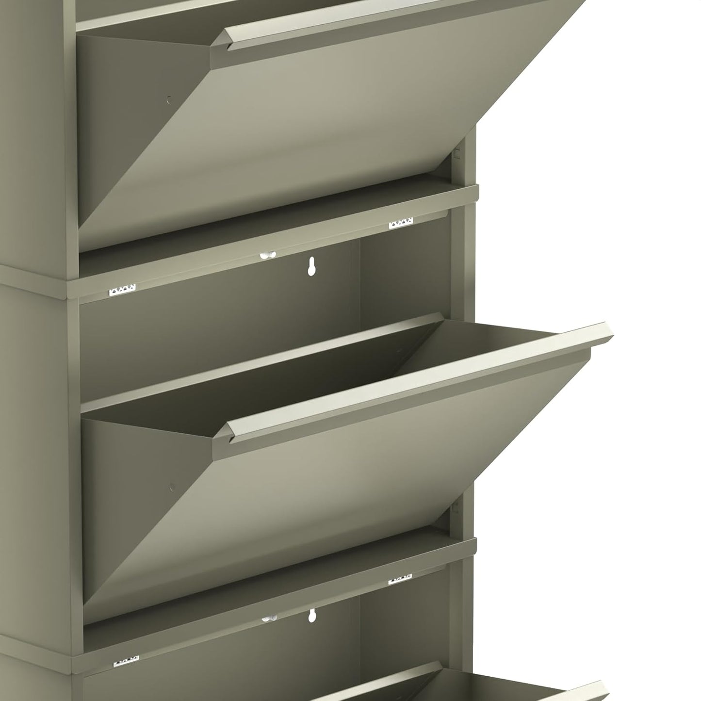 Hohes Schuhregal mit magnetischen Klappen, 4 Klappen Grau - Gris Galet