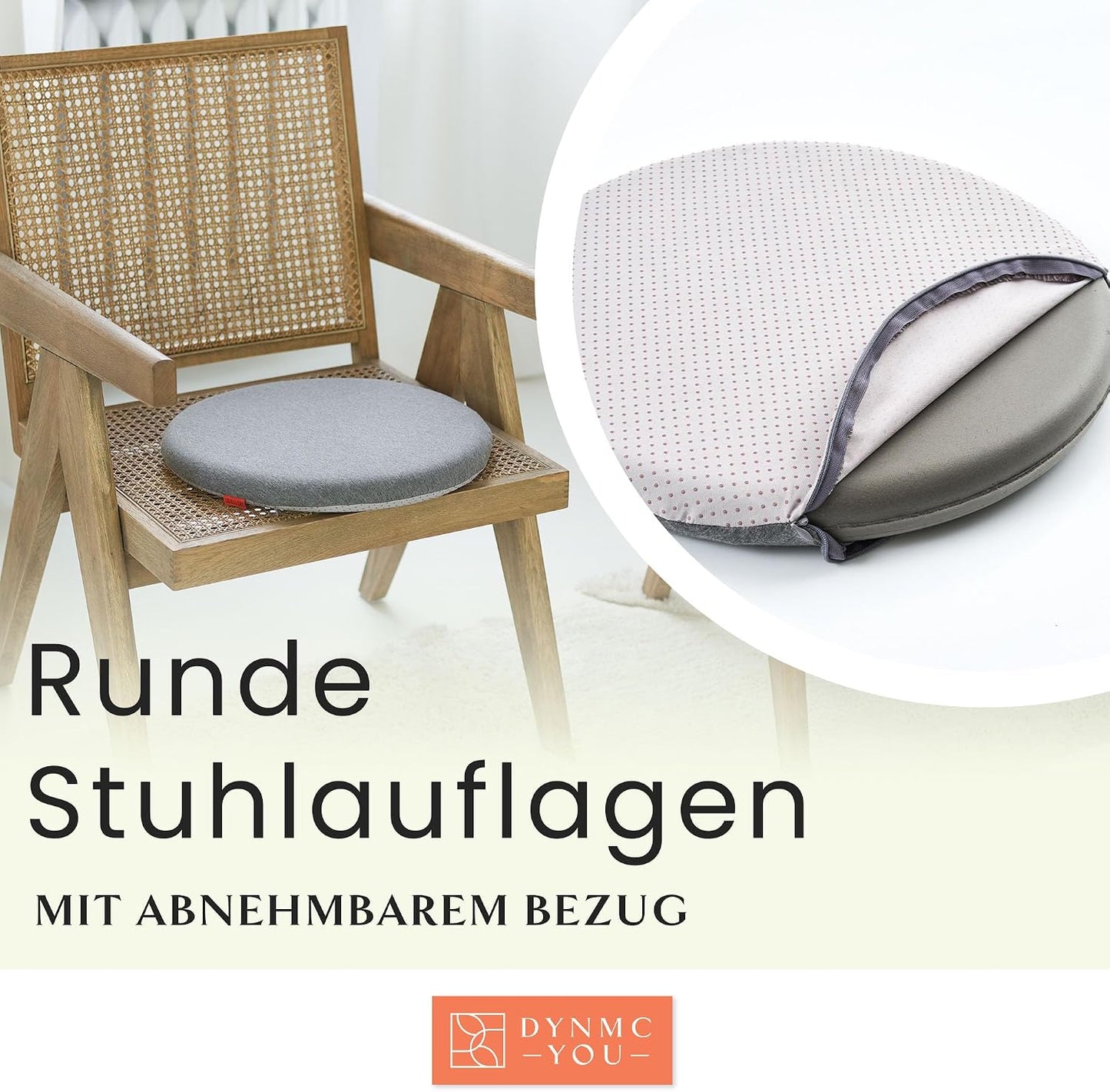 Memory-Foam Stuhlkissen (2er Set) für Esszimmer & Büro, Grau Rund 2 Pack