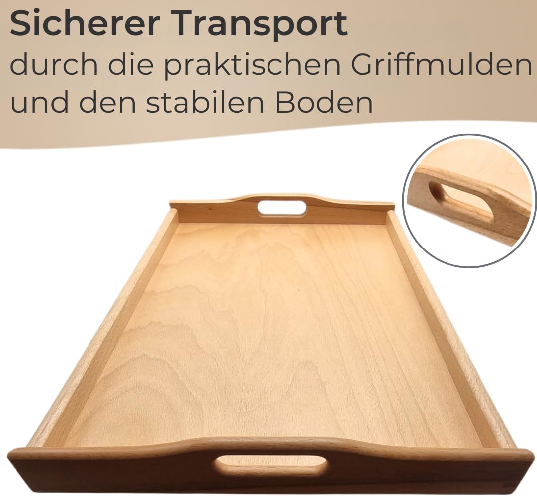 Holz-Serviertablett, Serviertablett Natur Buche Lackiert
