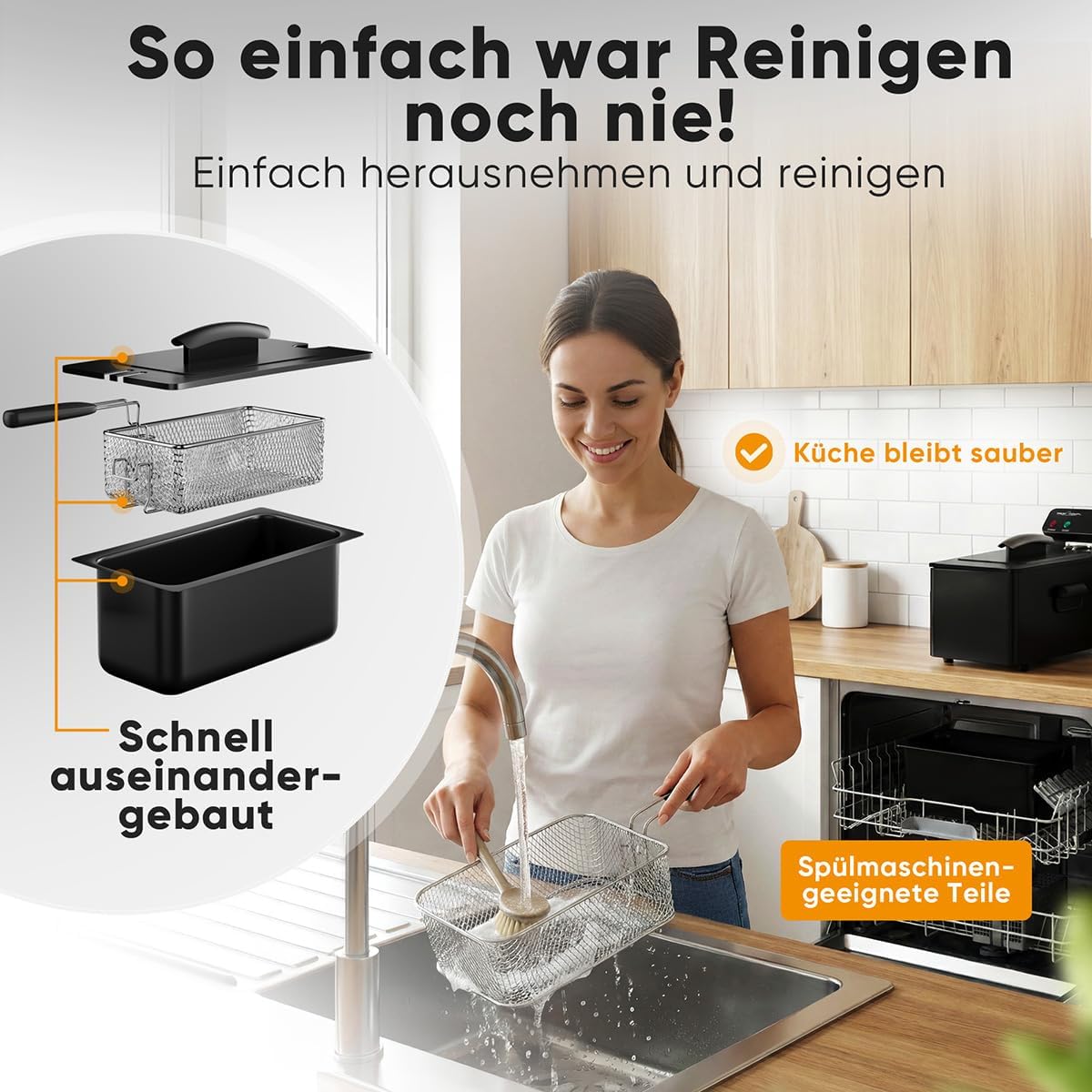 Friteuse PC FR 1325 mit Kaltzone & Spritzschutz