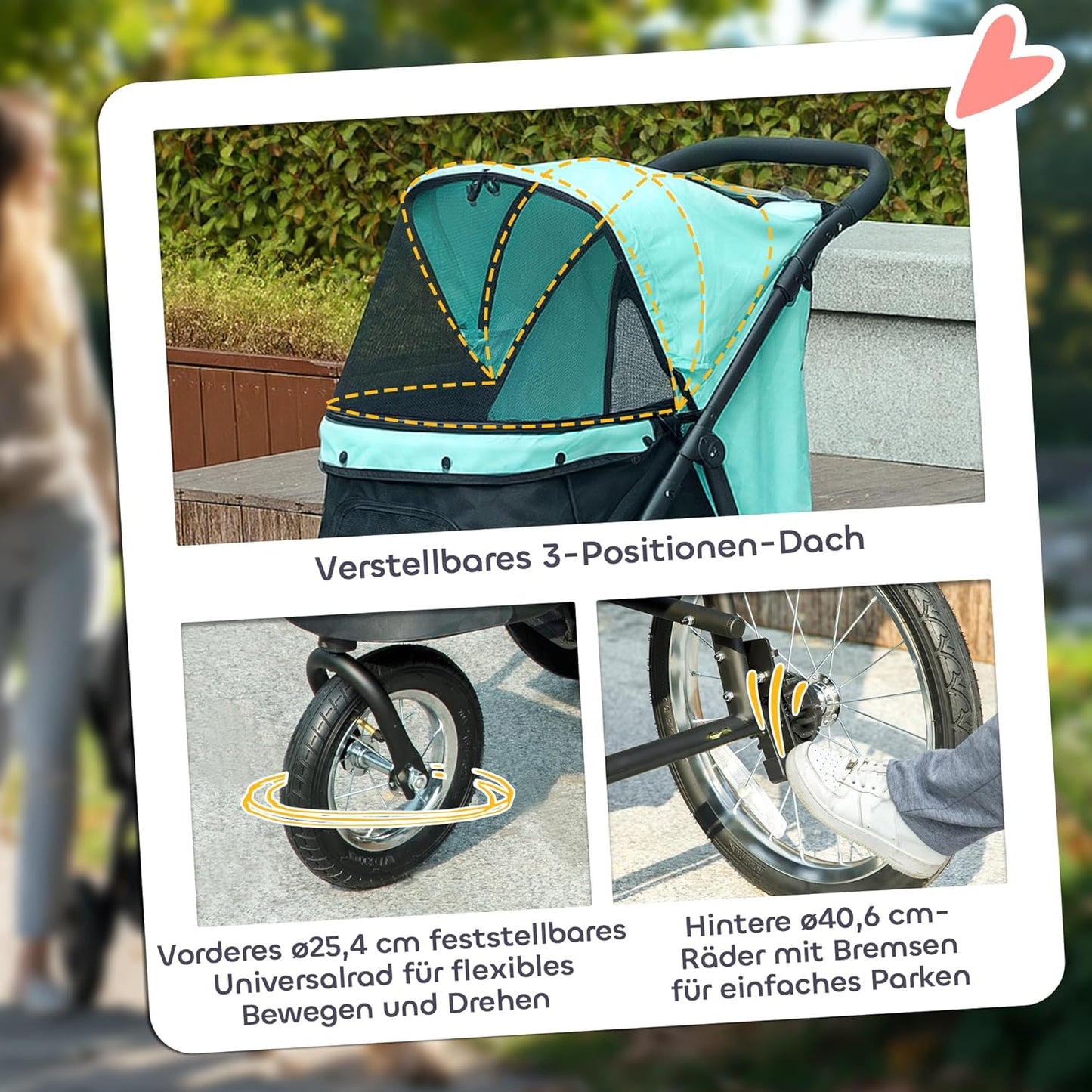 Klappbarer Hundewagen für kleine Haustiere, Türkis One Size