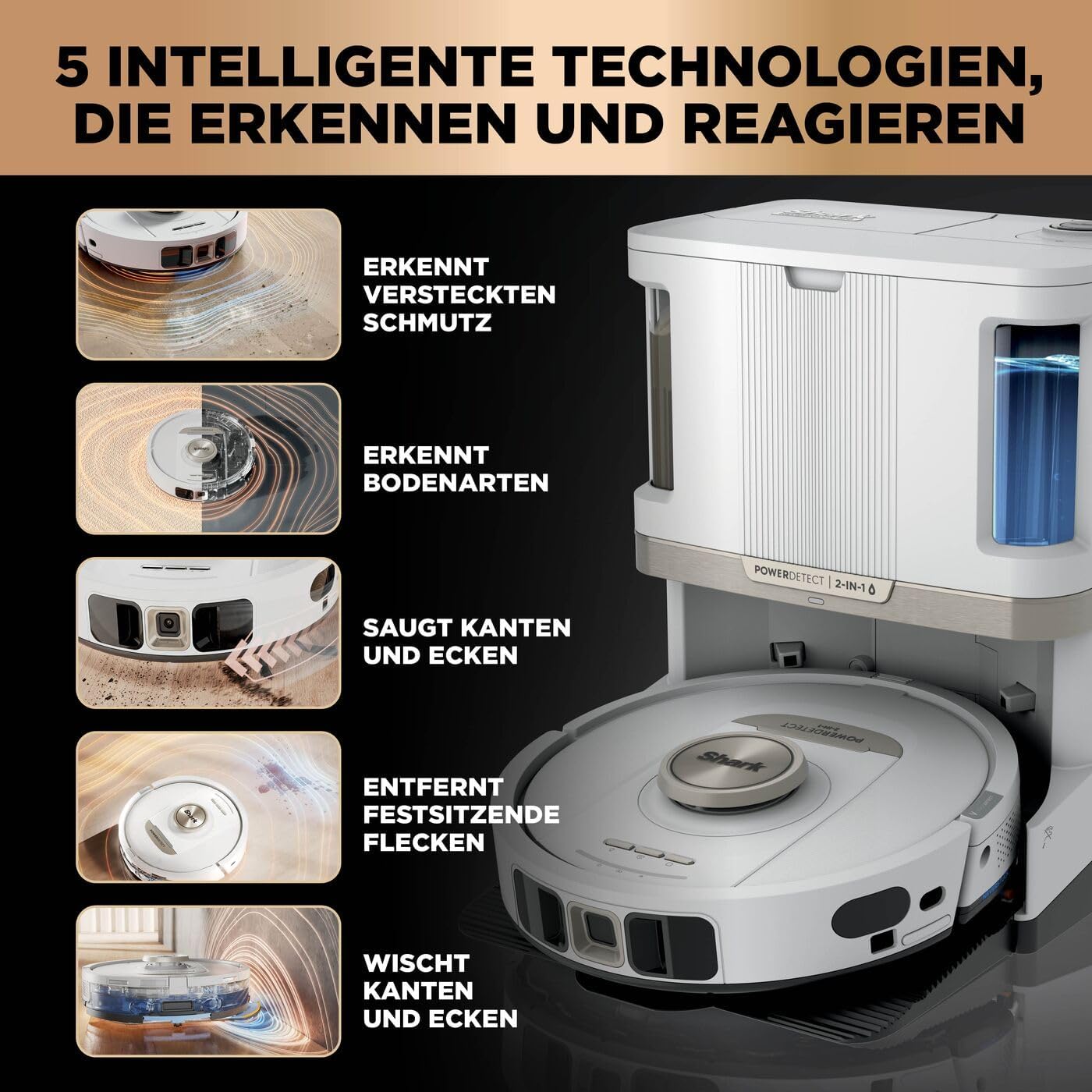 PowerDetect Saugwischroboter, 2 Bürsten / Anti-Micro Pads / 1 Kapsel