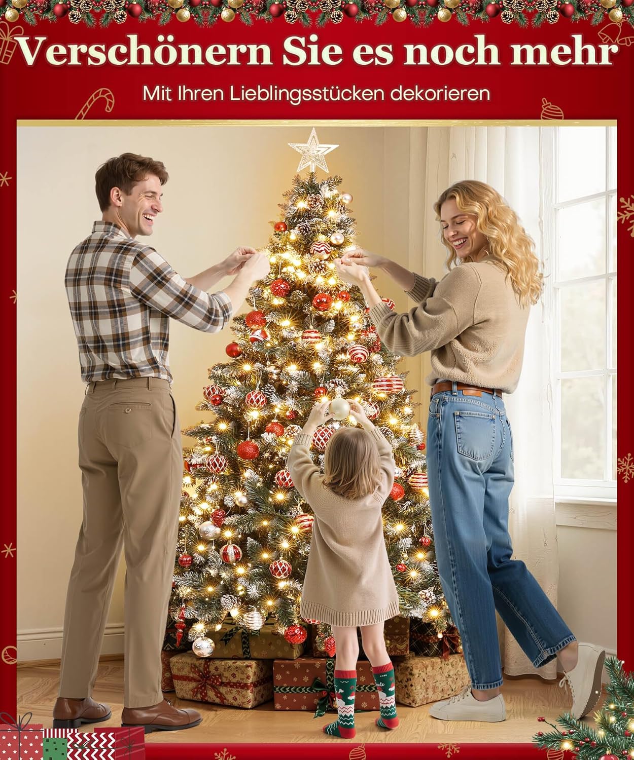 Künstlicher Weihnachtsbaum mit LED-Beleuchtung, 210 cm, 210 cm