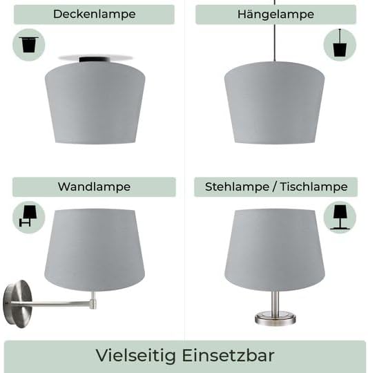 Lampenschirm, Grau XL = ØU: 30cm | ØO: 23cm | H: 18cm