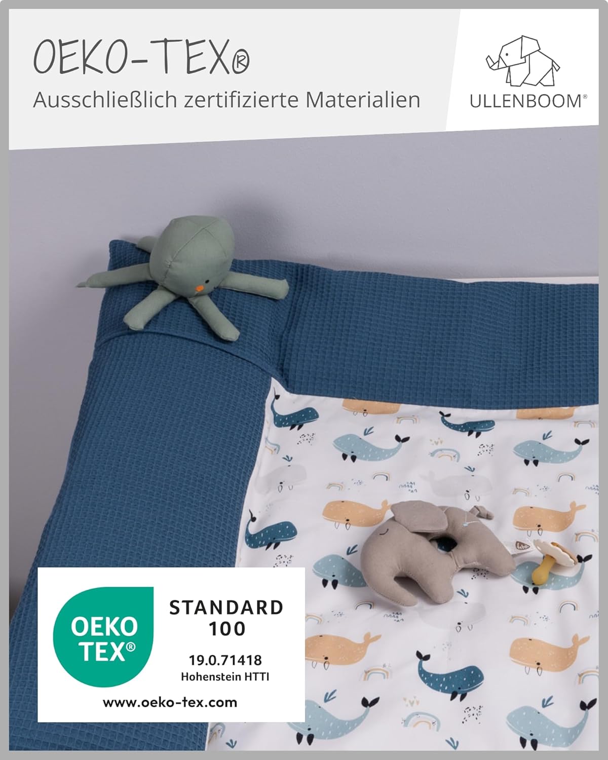 Wickelauflagenbezug, 75 x 85 cm, Blau Wale Wickelauflage NUR BEZUG