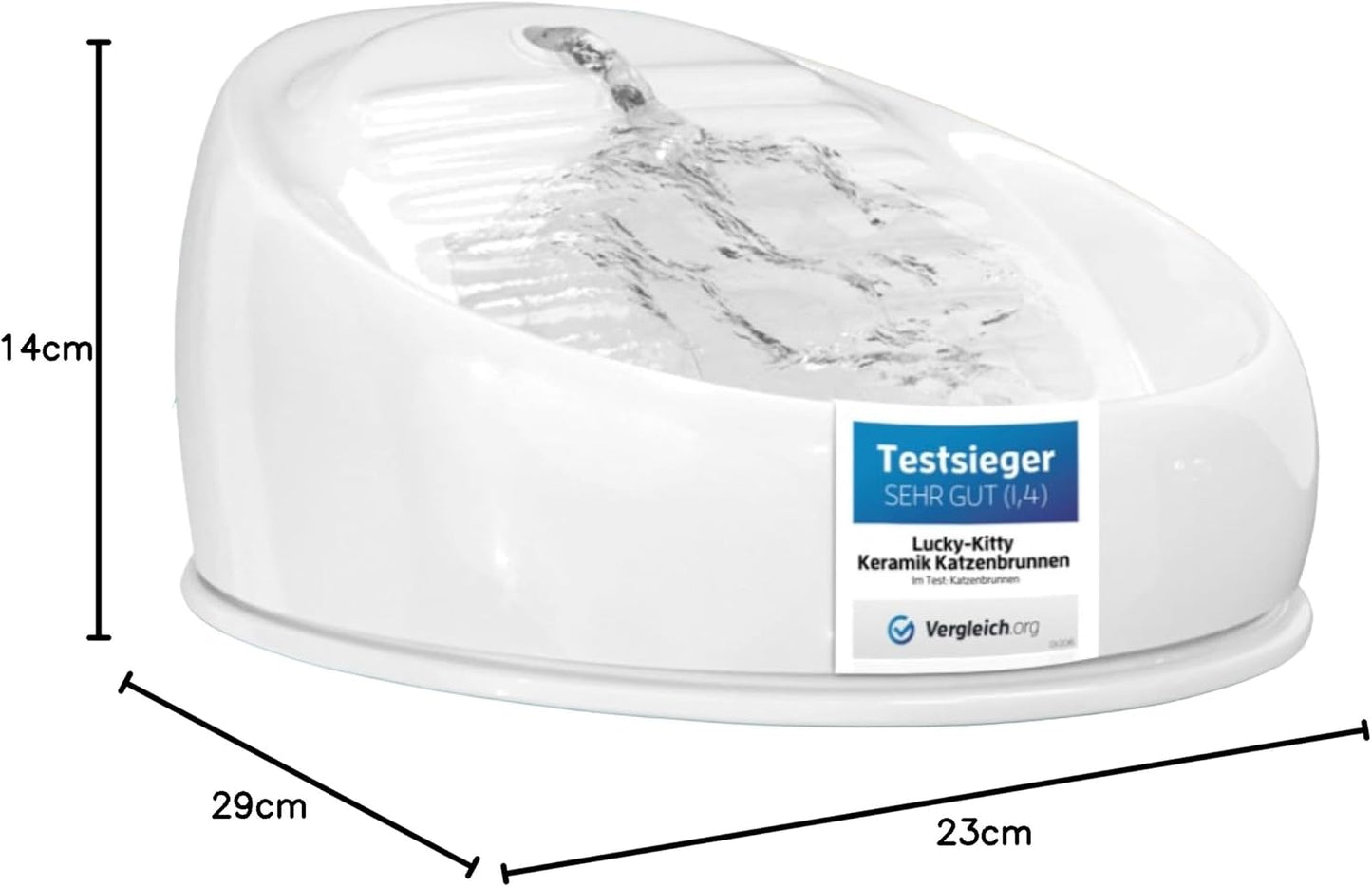 Keramik Katzen-Trinkbrunnen, hygienisch & leise, Weiss