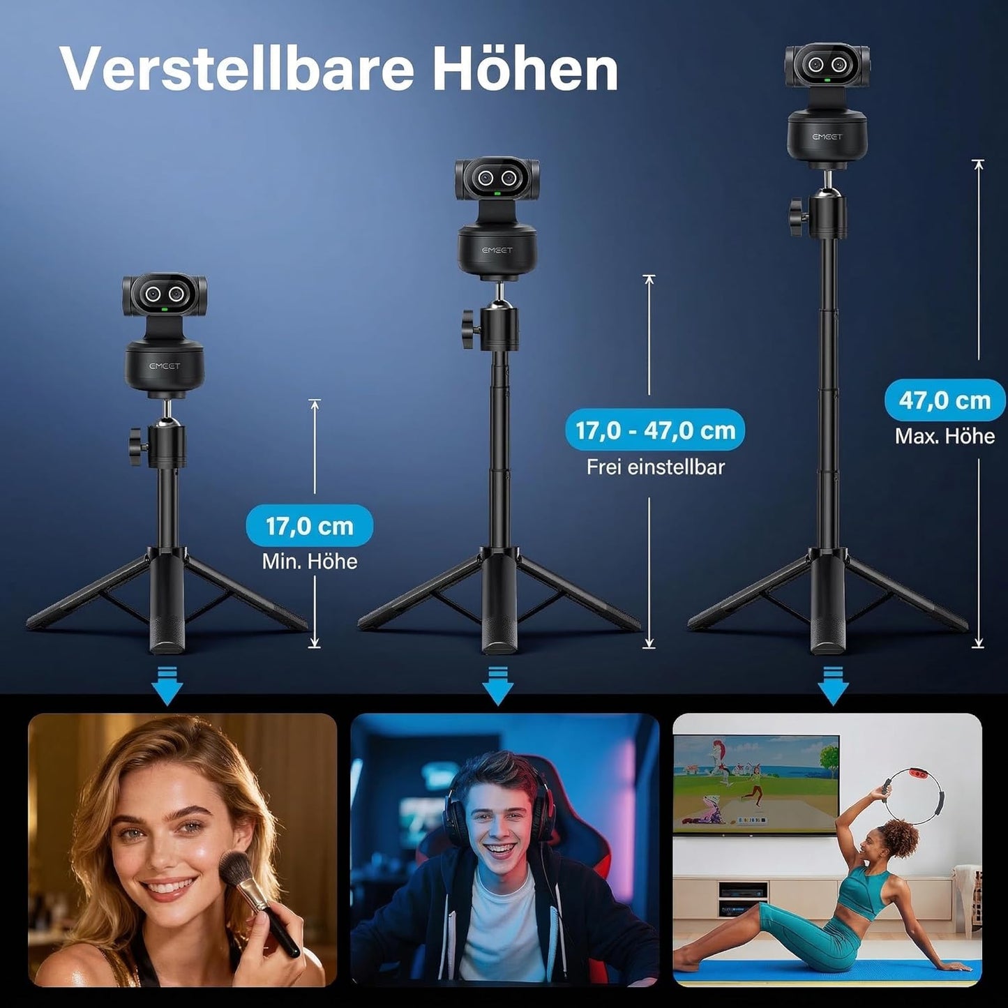 Pixy Dual-Kamera KI Webcam 4K mit Stativ & AI-Tracking, Pixy Kit