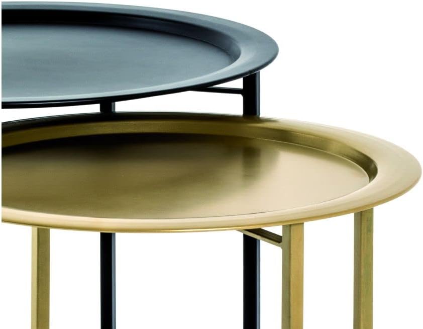 2er Set Couchtisch, Schwarz-gold