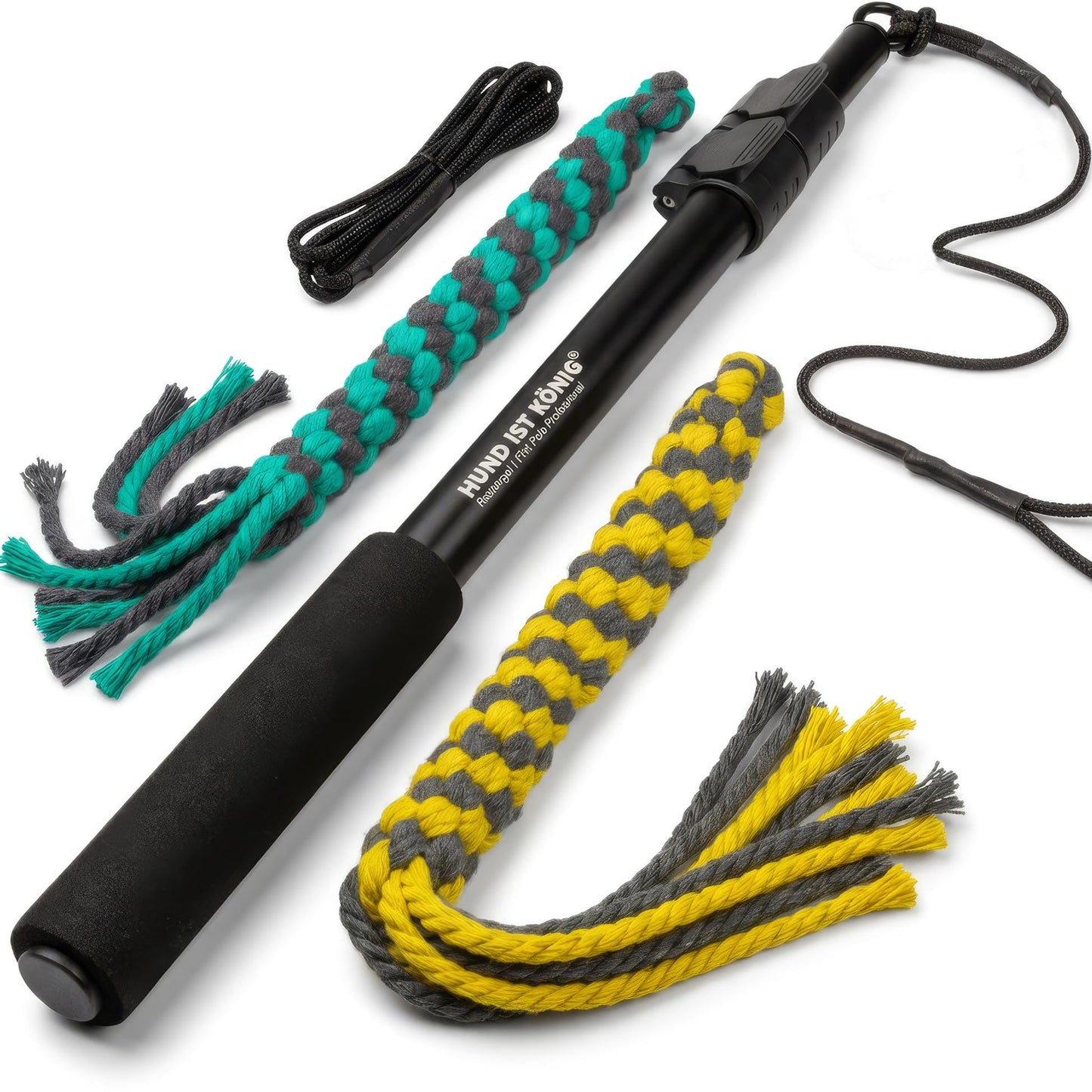 Reizangel für Hunde, Reizangel 102cm + Seile 110cm Schwarz