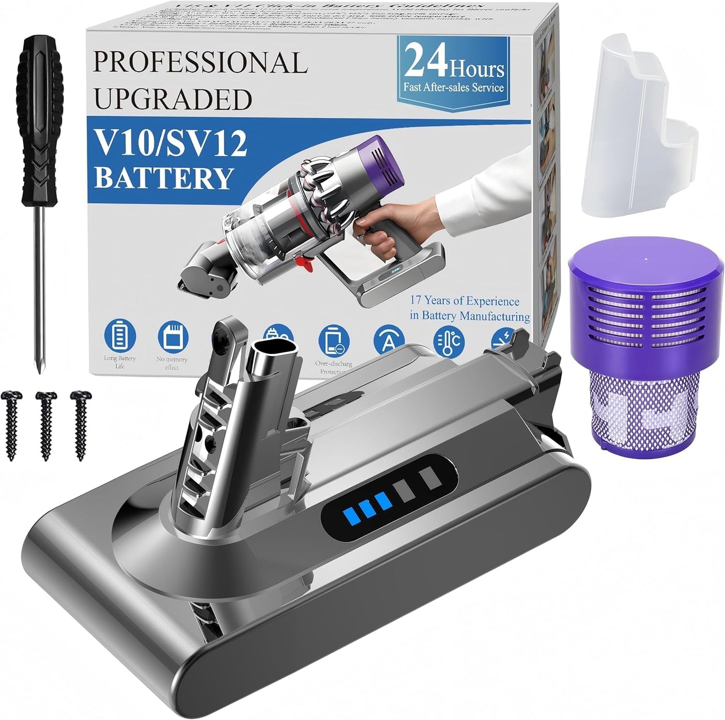 Ersatzakku für Dyson V10 Staubsauger mit Filter, DYS V10LX