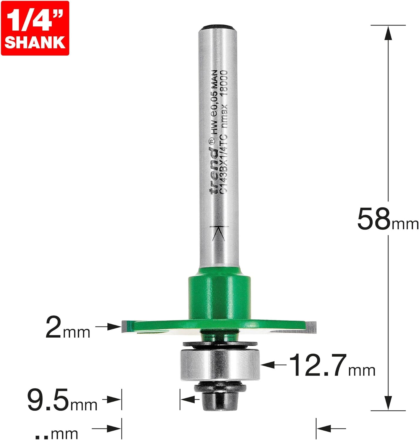 Nutfräser-Bit mit Wolframkarbid-Spitze, Schlitz: 2 mm