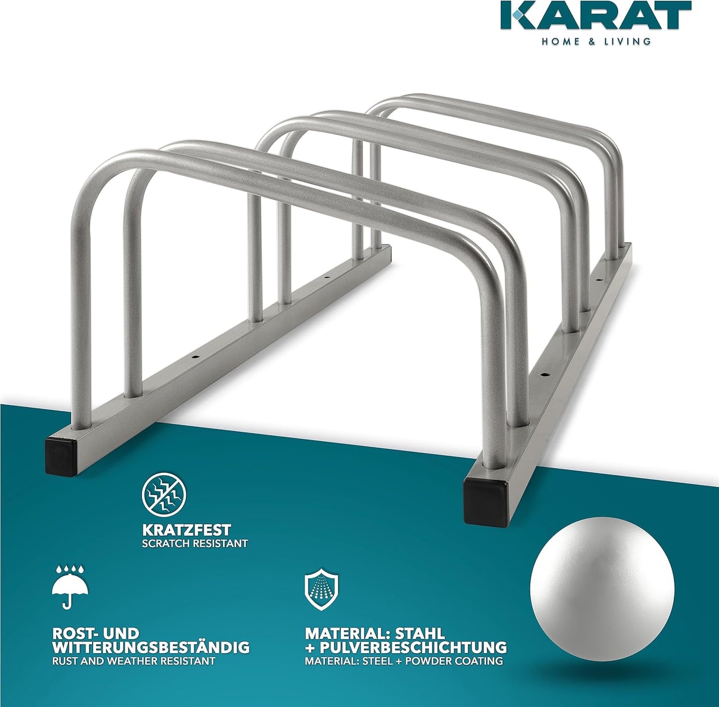 Ständer für 4 Räder, 4 Fahrräder Silber