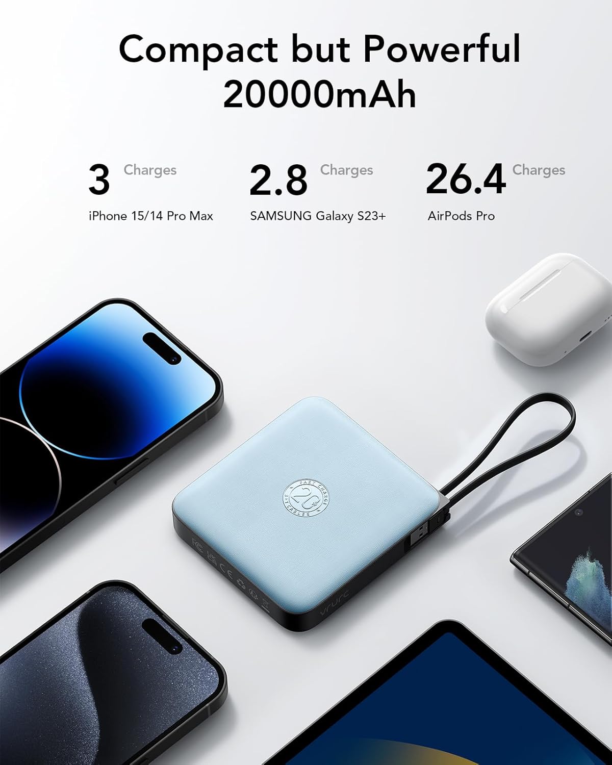Powerbank mit Schnellladefunktion, Blau