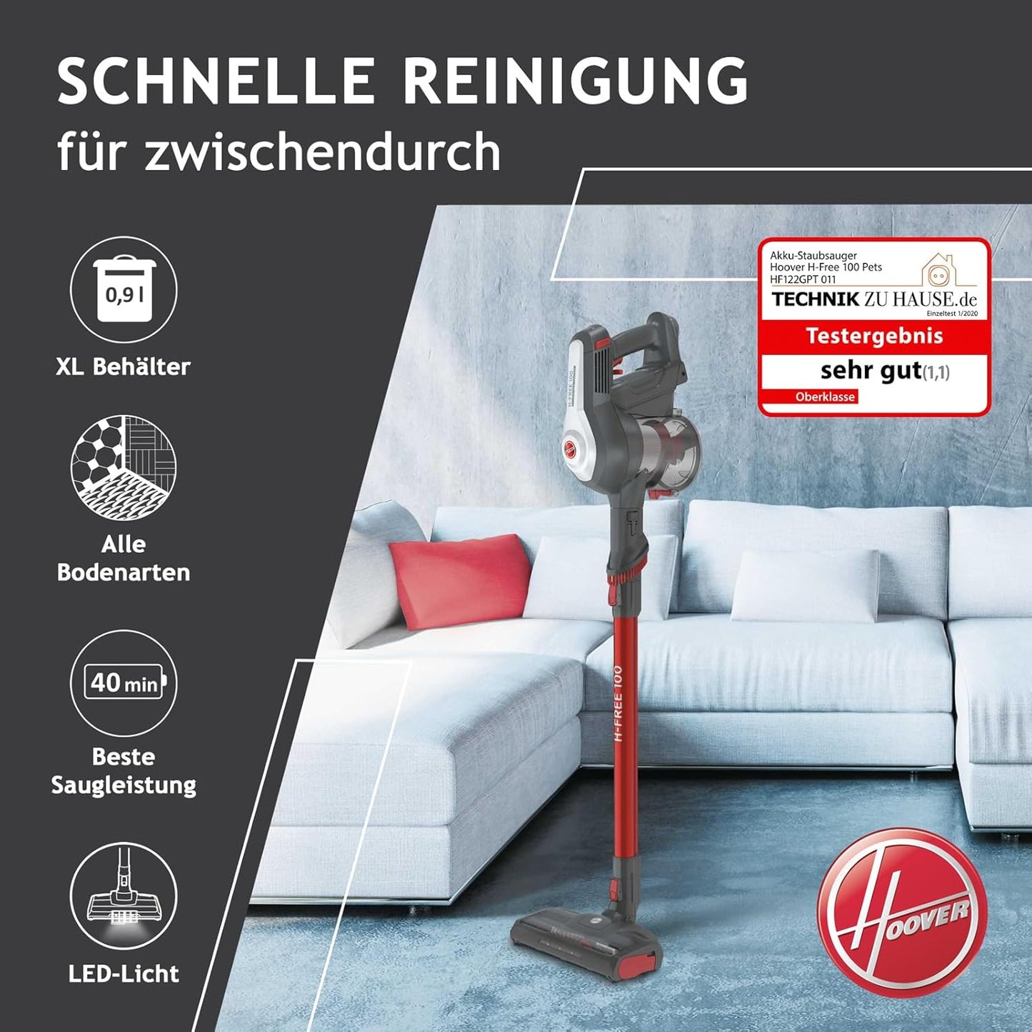 Akkustaubsauger H-Free 100 mit Turbo Boost, Pet