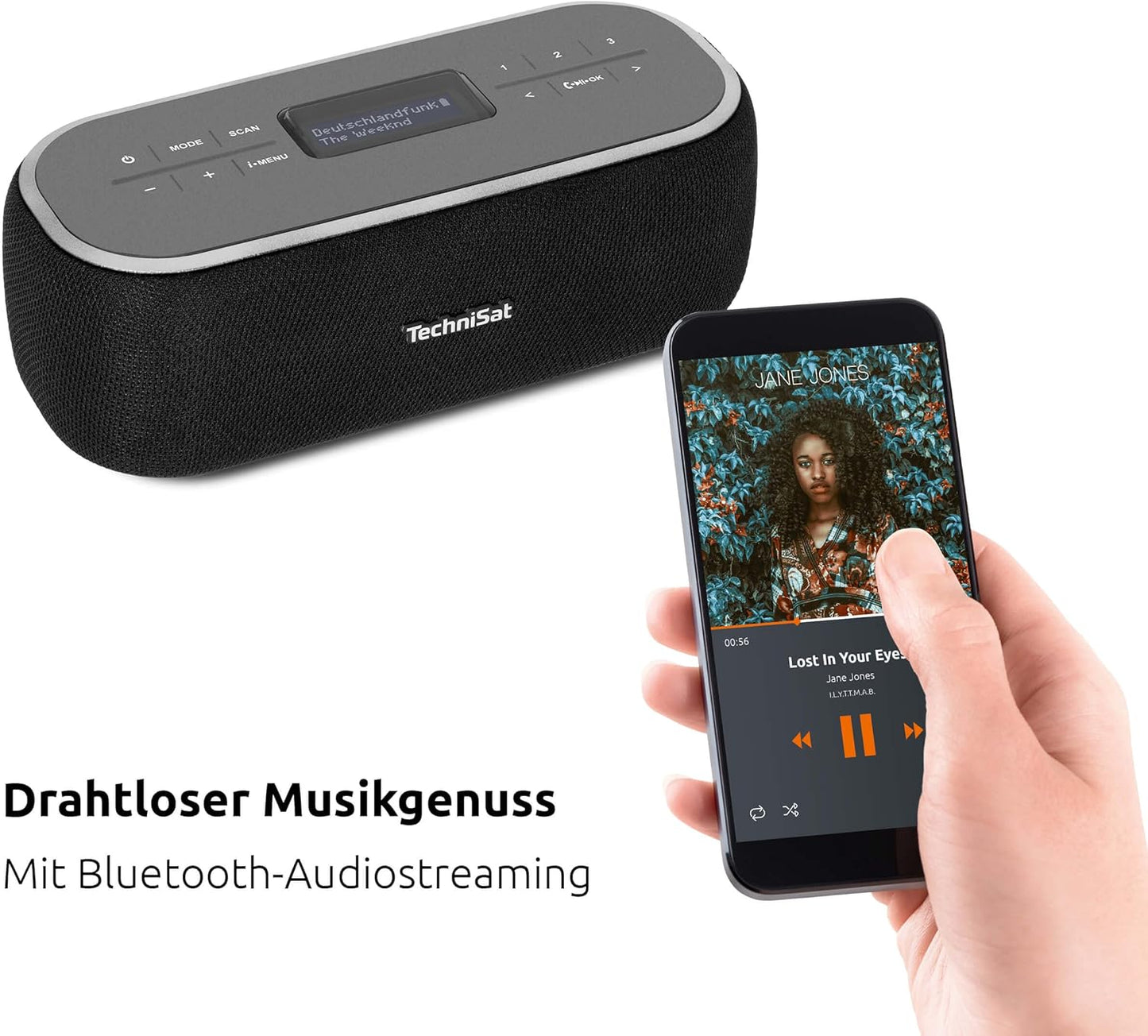 VIOLA BT 1 - Tragbarer Bluetooth-Lautsprecher mit DAB+, schwarz|DAB+, Bluetooth