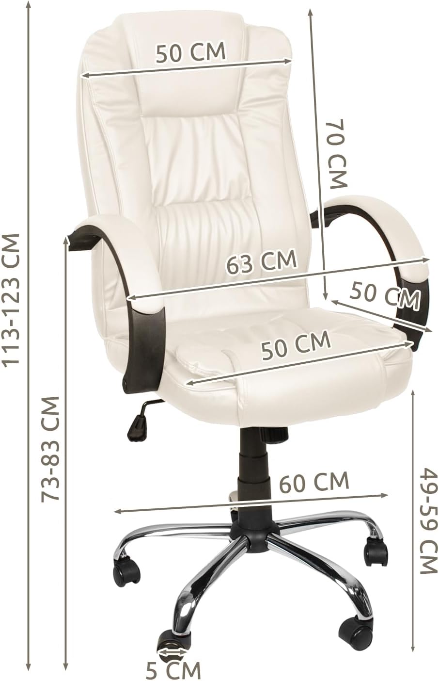 Ergonomischer Bürostuhl mit Kunstlederbezug, Weiss