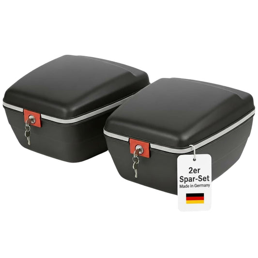 2-teiliges Touring-Tresor Fahrradkoffer-Set, abschliessbar & wasserdicht, Schwarz 2er Set