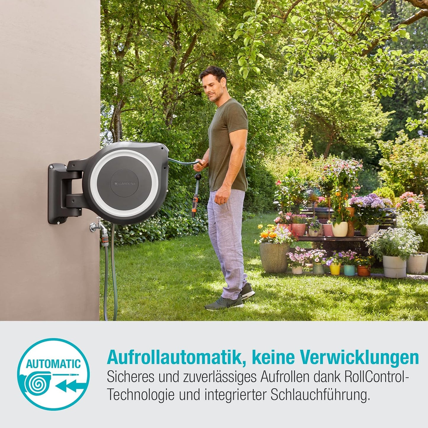 Wand-Schlauchbox RollUp, Weiss
