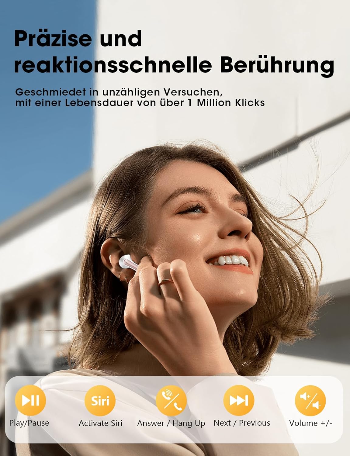 Kabellose In-Ear Kopfhörer mit Noise Cancelling, Rosa
