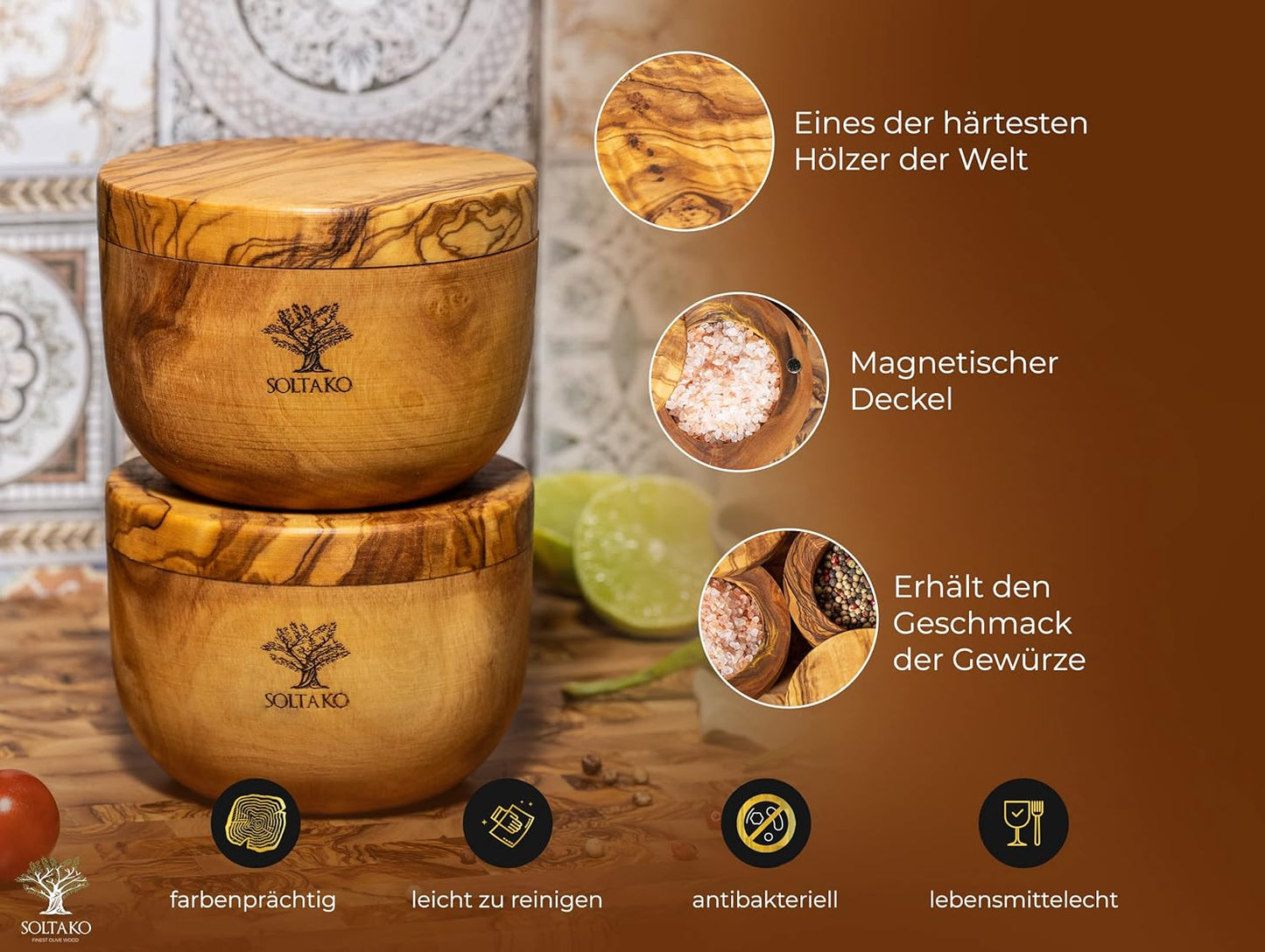Salz- & Gewürzdosen-Set, 2er Set mit Magnetverschluss