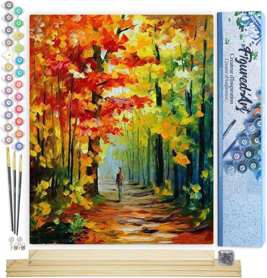 Malen nach Zahlen Set Einsamer Spaziergang, Einsamer spaziergang im Wald 40x50cm Mit Keilrahmen (nicht gespannt)