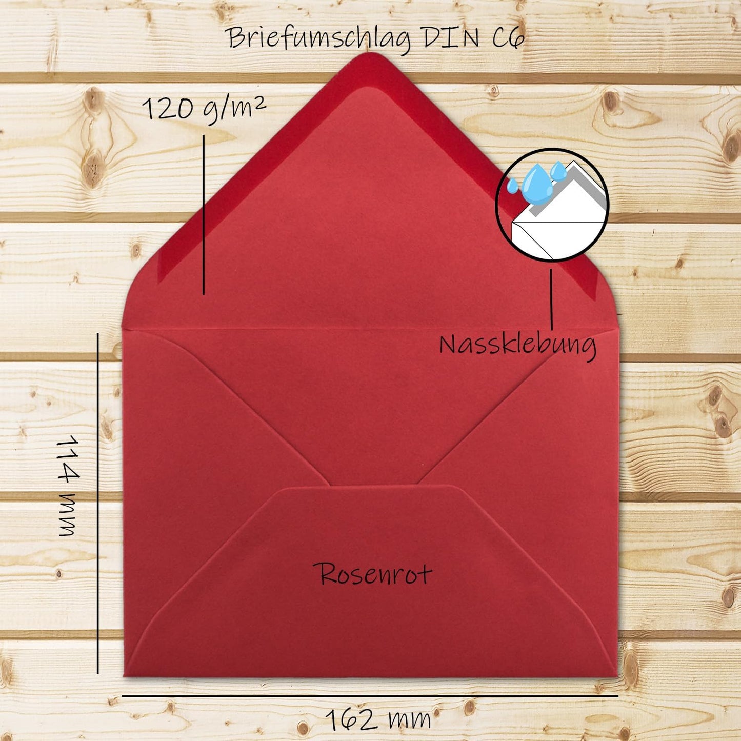 Briefumschläge DIN C6 (150 Stück), 150 Umschläge 15-Rosenrot