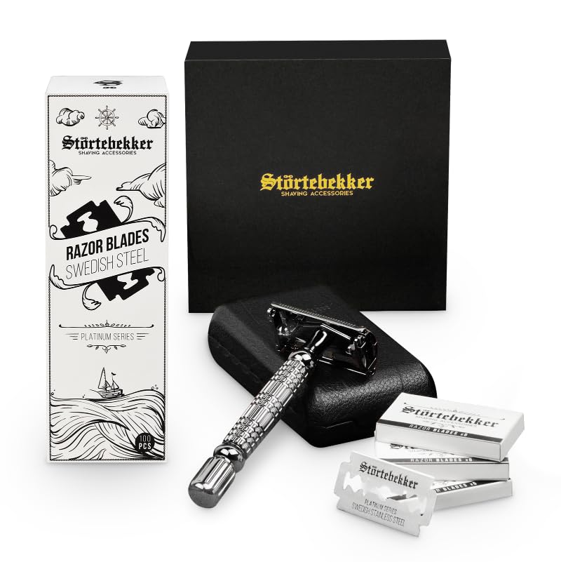 Rasier-Starter-Set mit Rasierhobel, Etui & Rasierklingen