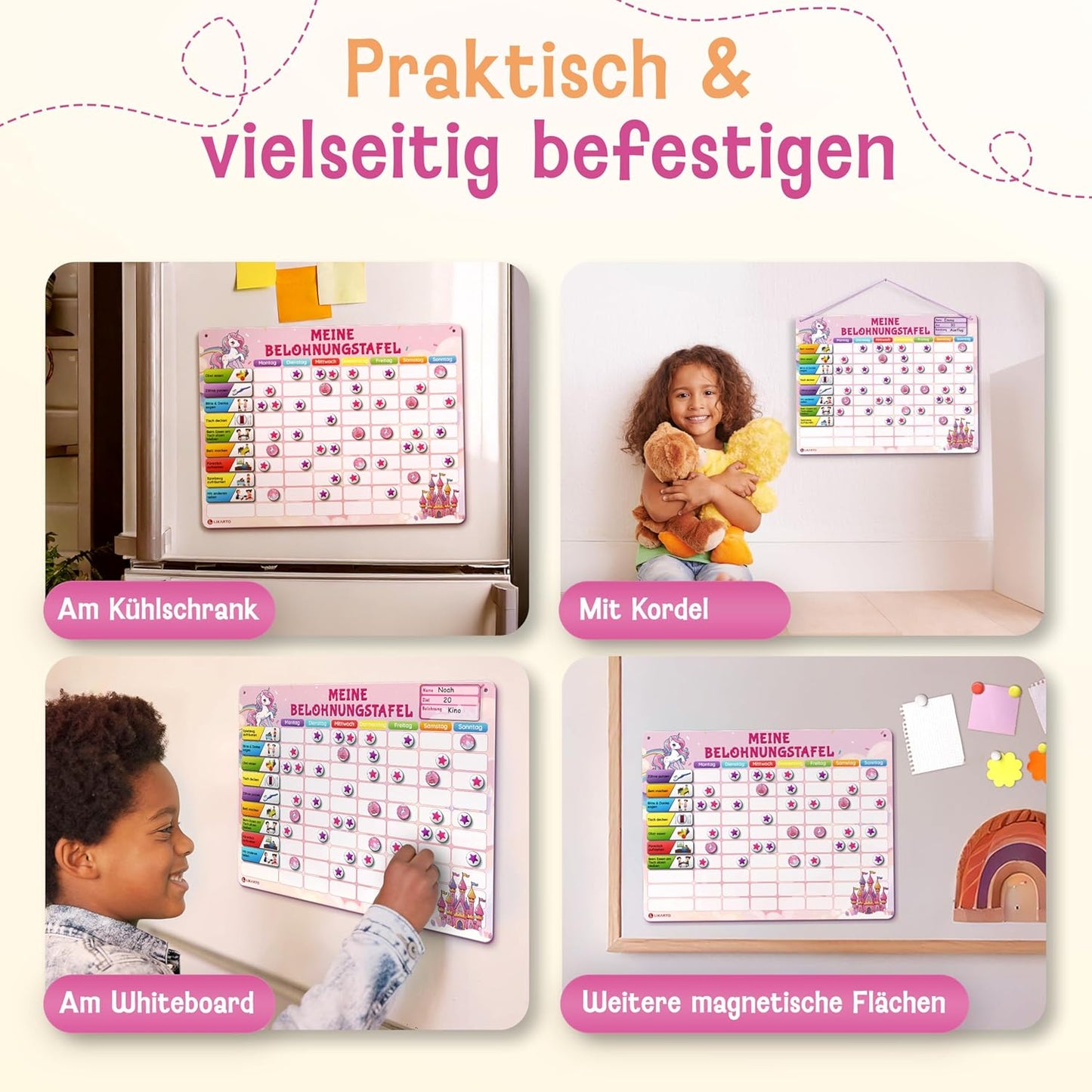 Belohnungstafel für Kinder, Pink / Belohnungstafel