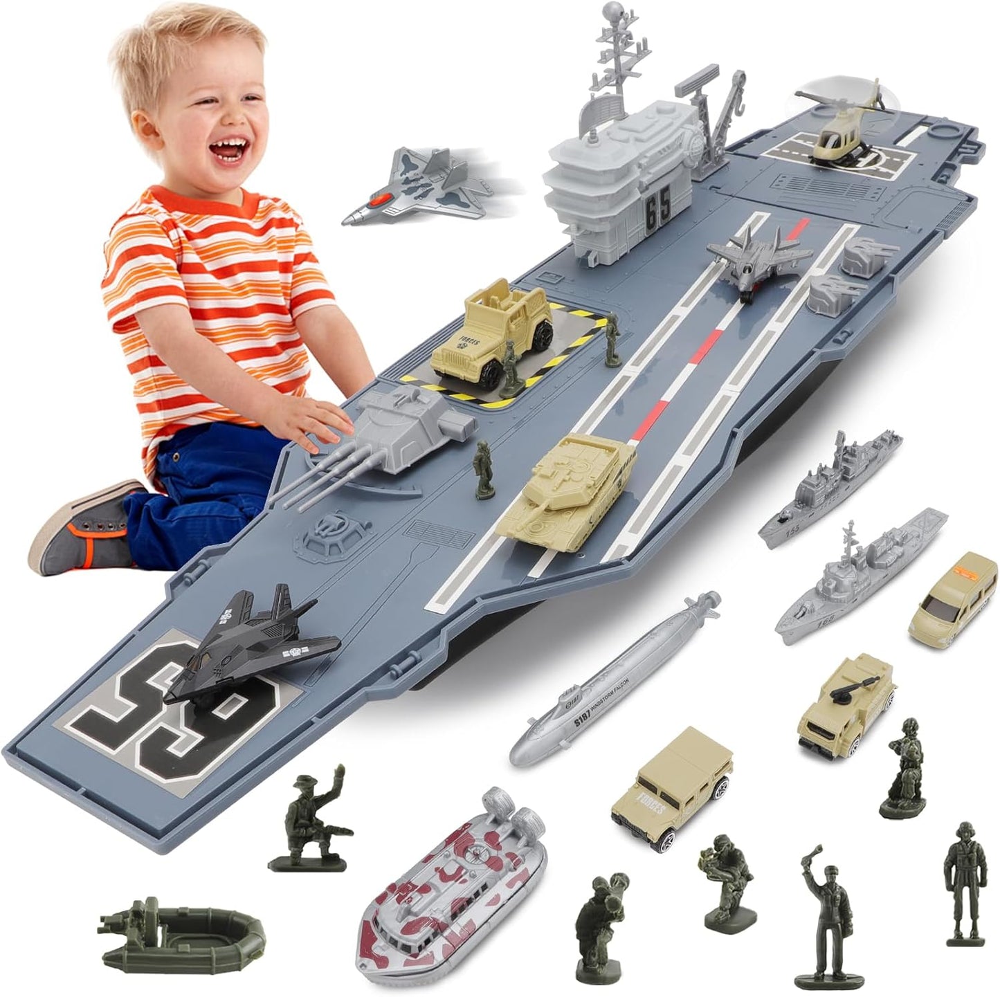 Modellschiff-Flugzeugträger-Set mit 25-teiligem Militärspielzeug, 25 Stck