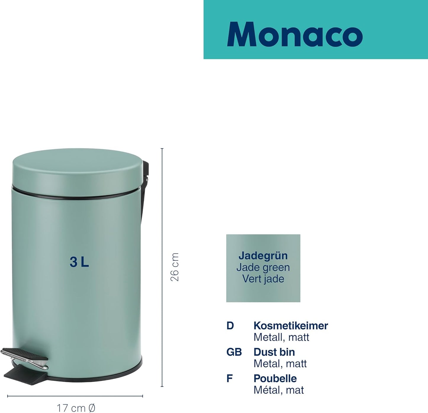 Kosmetikeimer Monaco, jadegrün