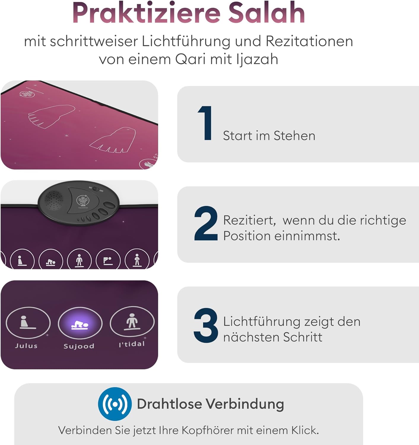 Elektronischer Gebetsteppich für Erwachsene, Blau