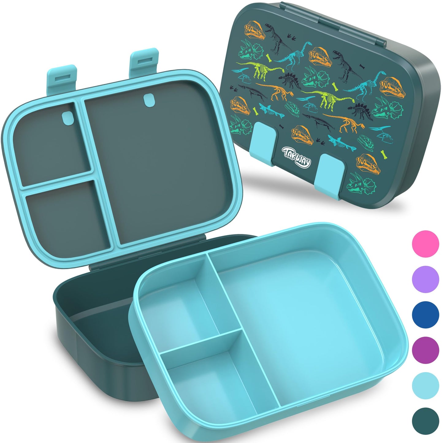 Brotdose Kinder Bento Box mit Fächern, BPA-frei, Dino