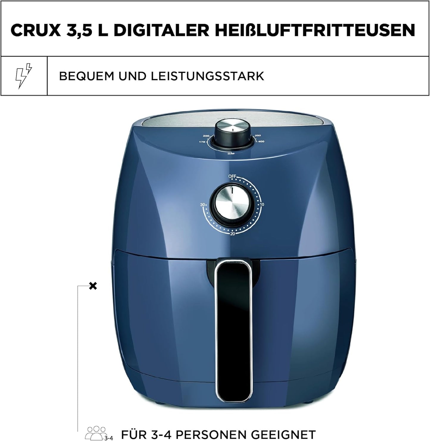 Heissluftfritteuse, Blau 3.5L Manuale