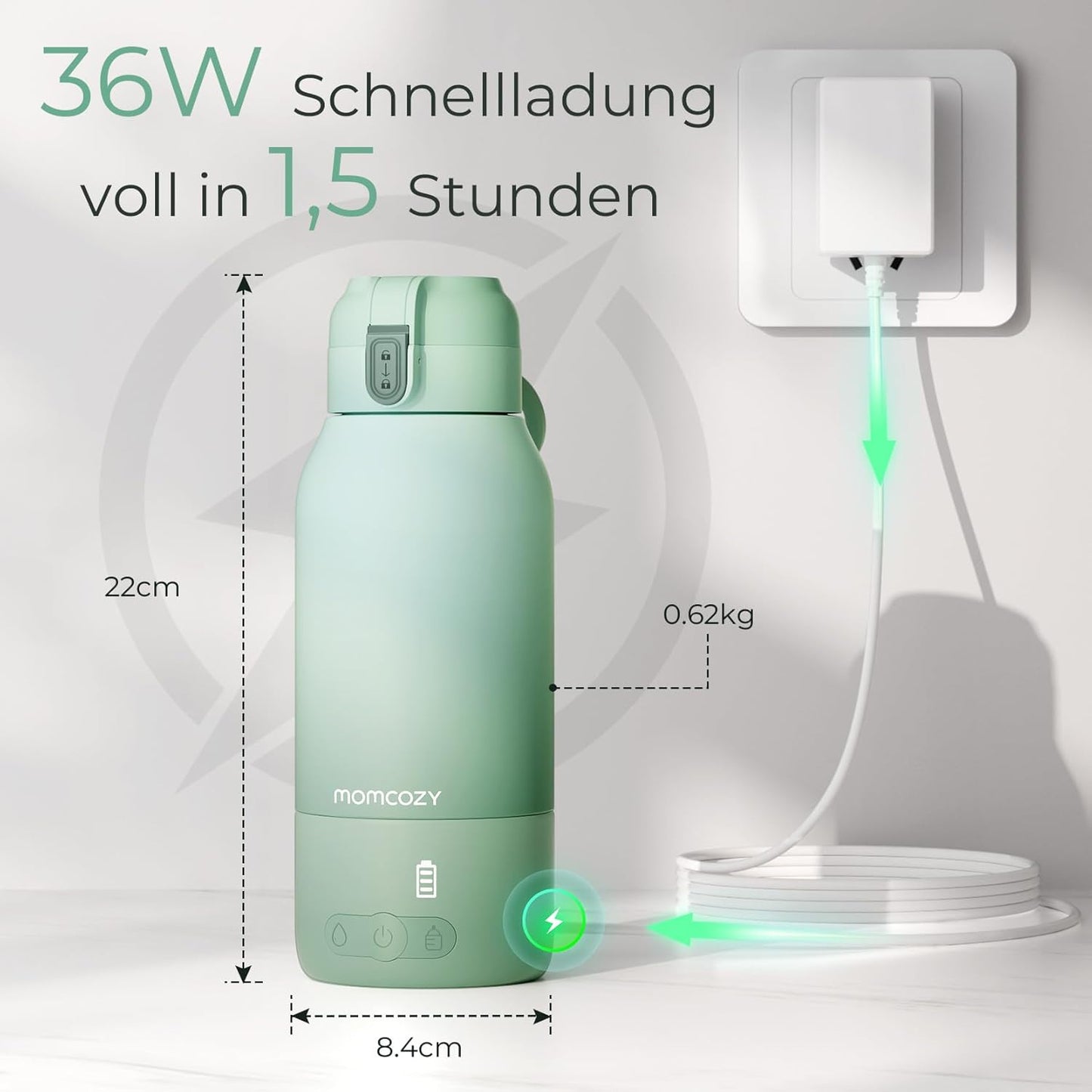 Tragbarer Flaschenwärmer, Grün