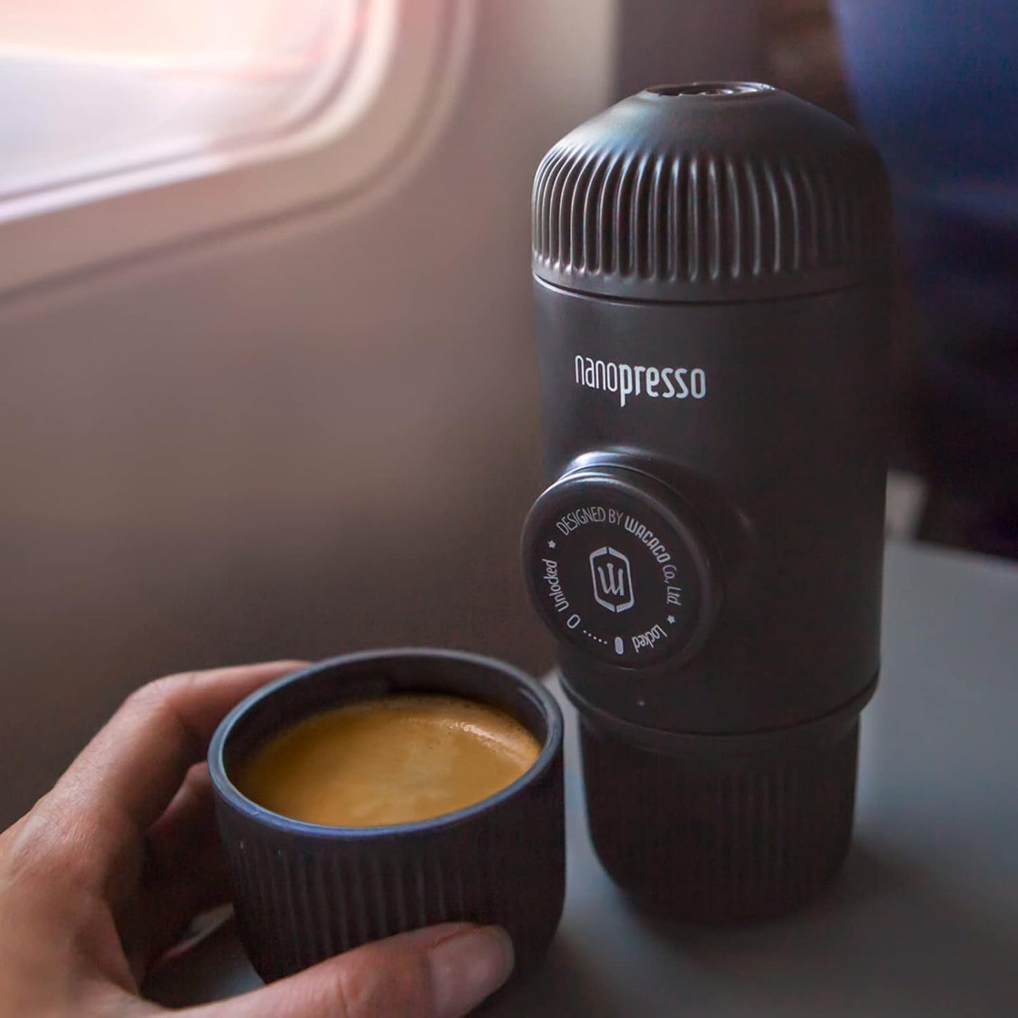 Nanopresso Tragbare Espressomaschine mit NS-Adapter, Dunkelgrau-manuell