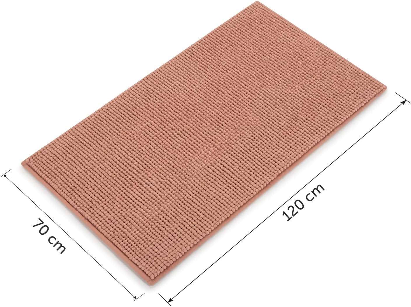 Chenille Badematte, rutschfest, Dusty Pink - Rosa 70 x 120 cm (Rechteckig)