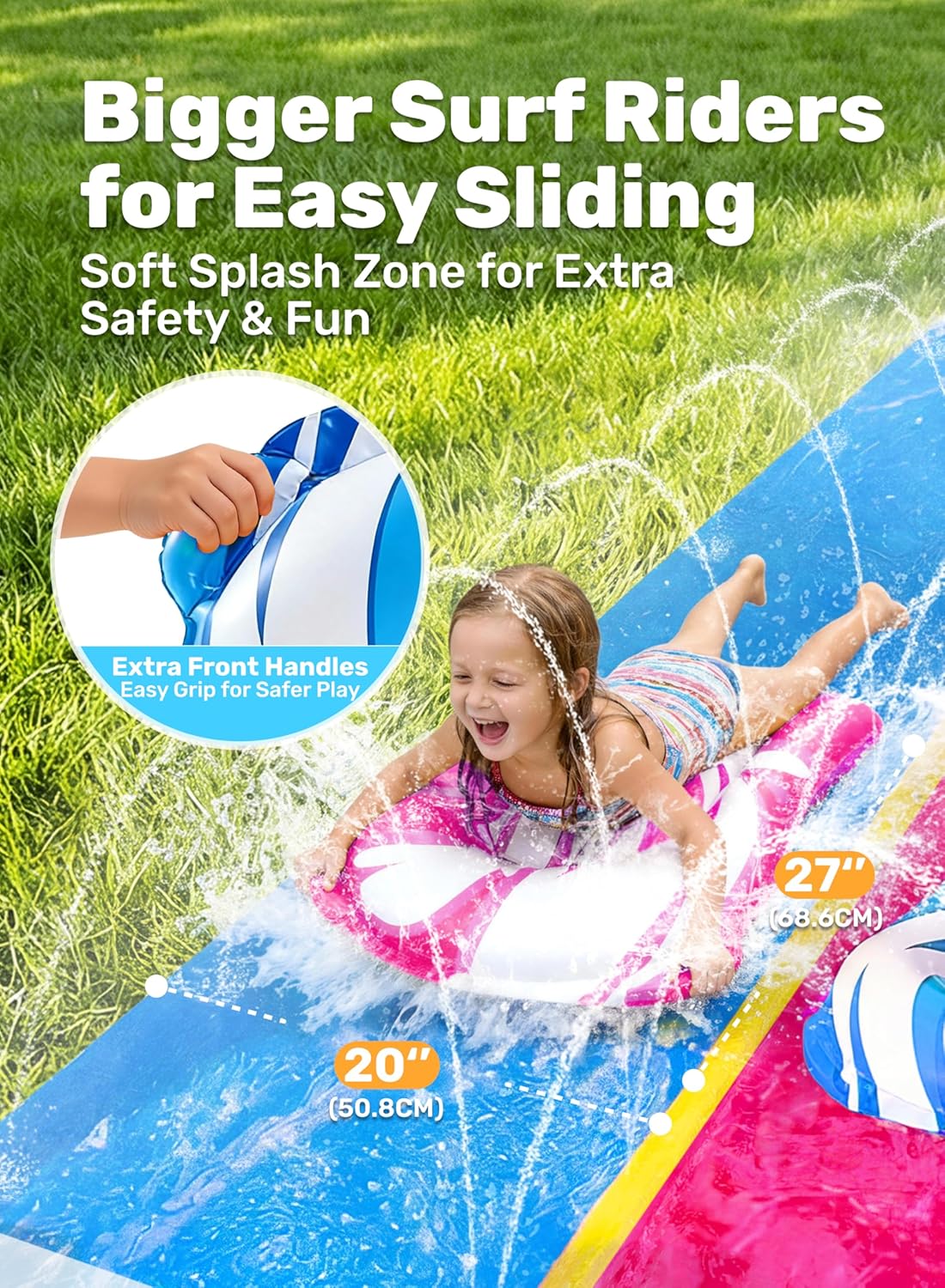 Wasserrutsche mit Bodyboards, 685,8 cm Blau, Rosa