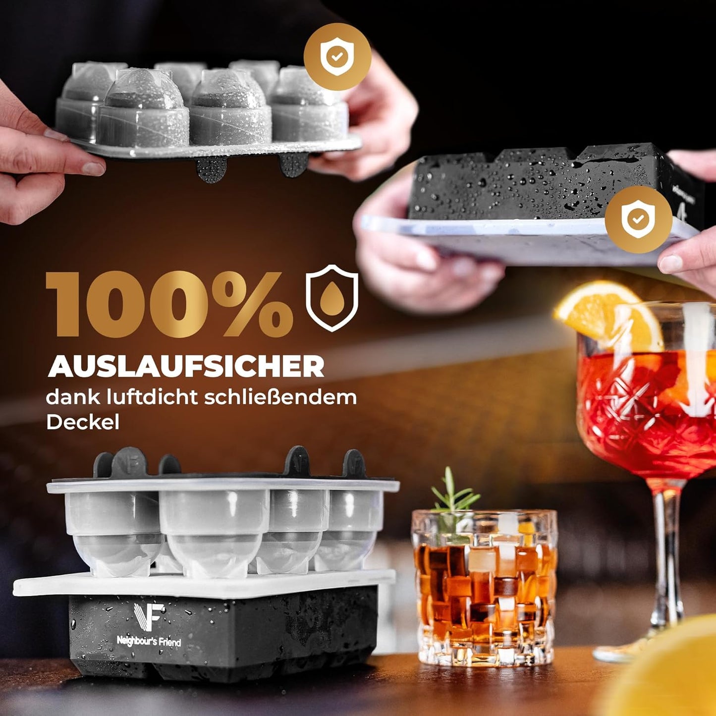 Eiskugel- und Eiswürfelform Set, 1x Eiswürfelform + 1x Eiskugelform