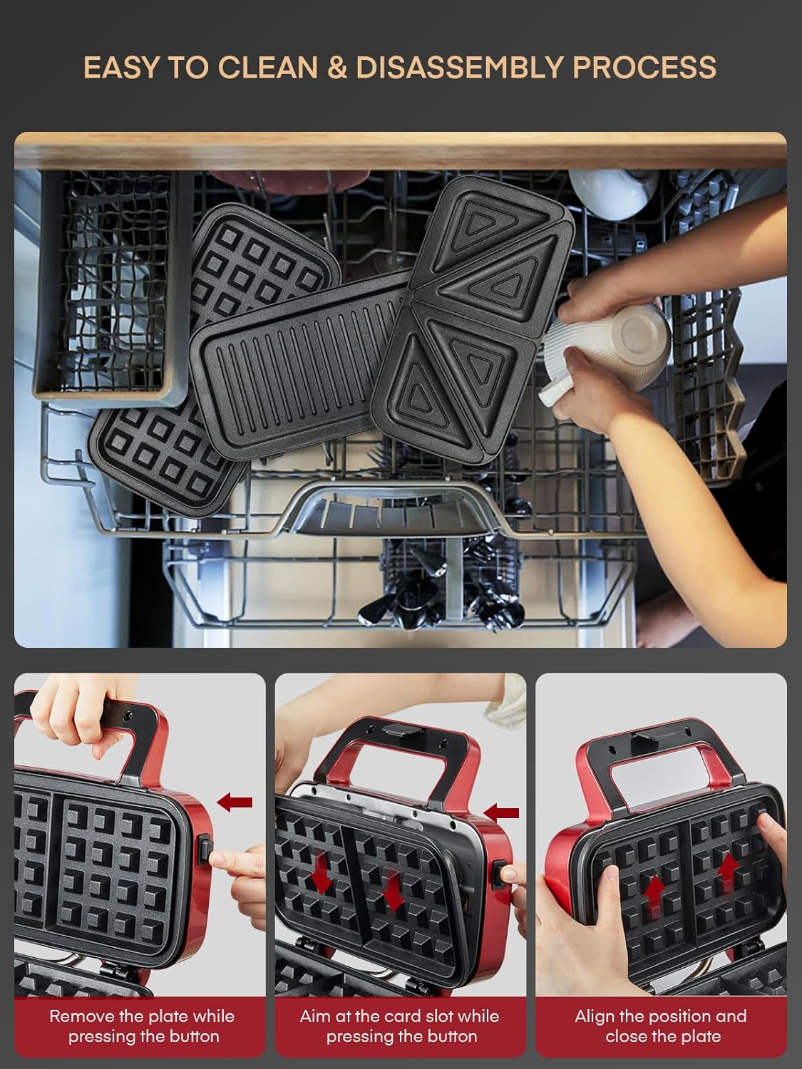 3 in 1 Sandwichmaker, Rot