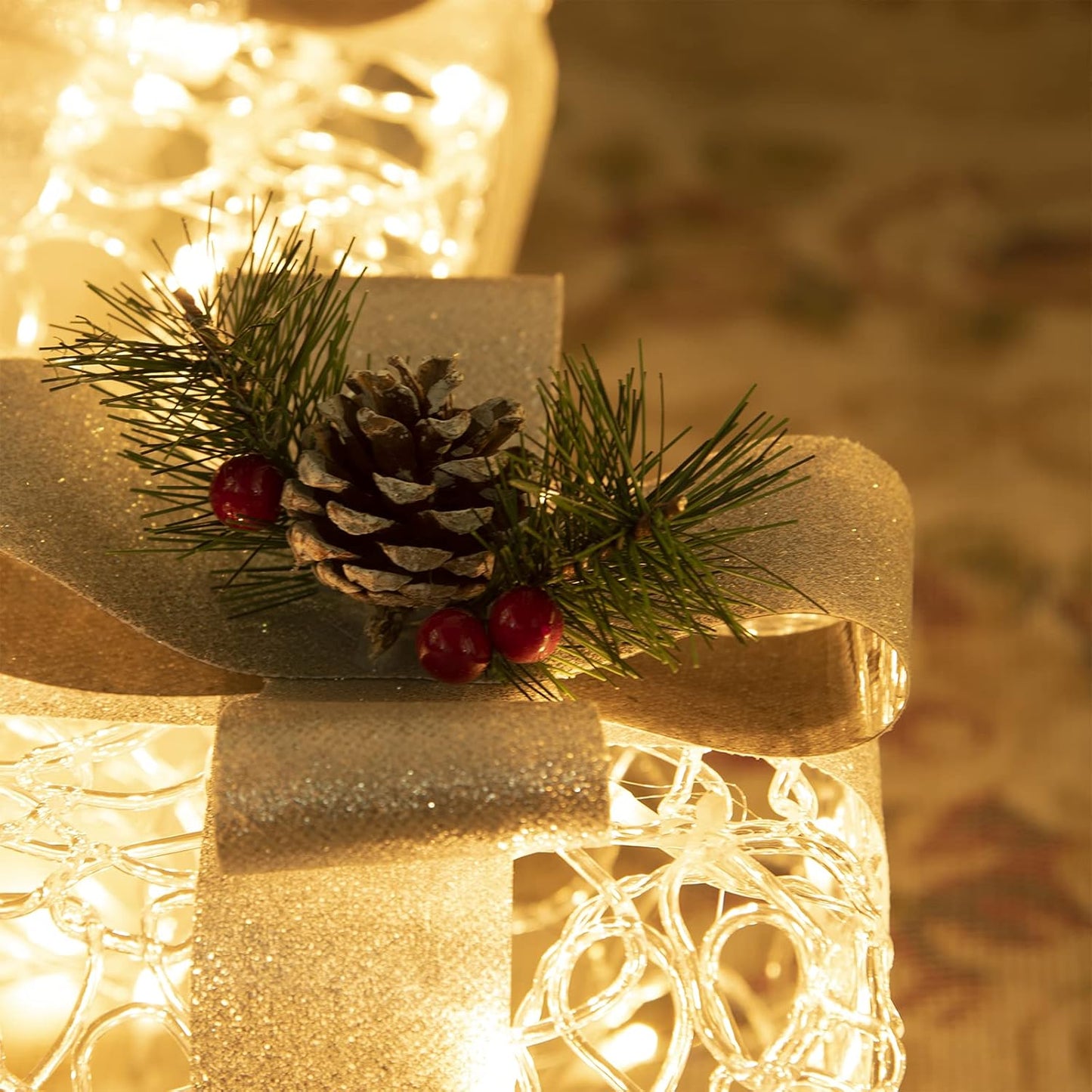 3er-Set LED-Weihnachtsgeschenkboxen, Weiss Acryl