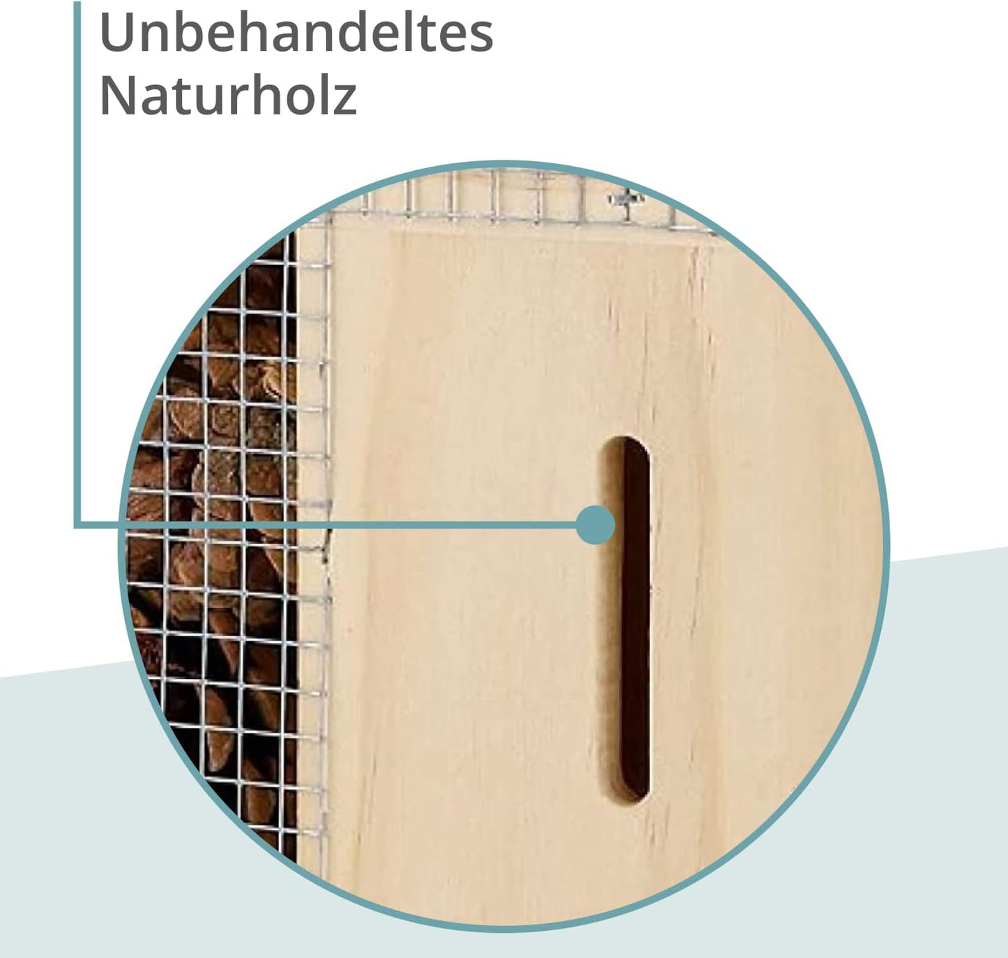 Insektenhotel mit Bambusröhren und Nistkammern, Rindendach