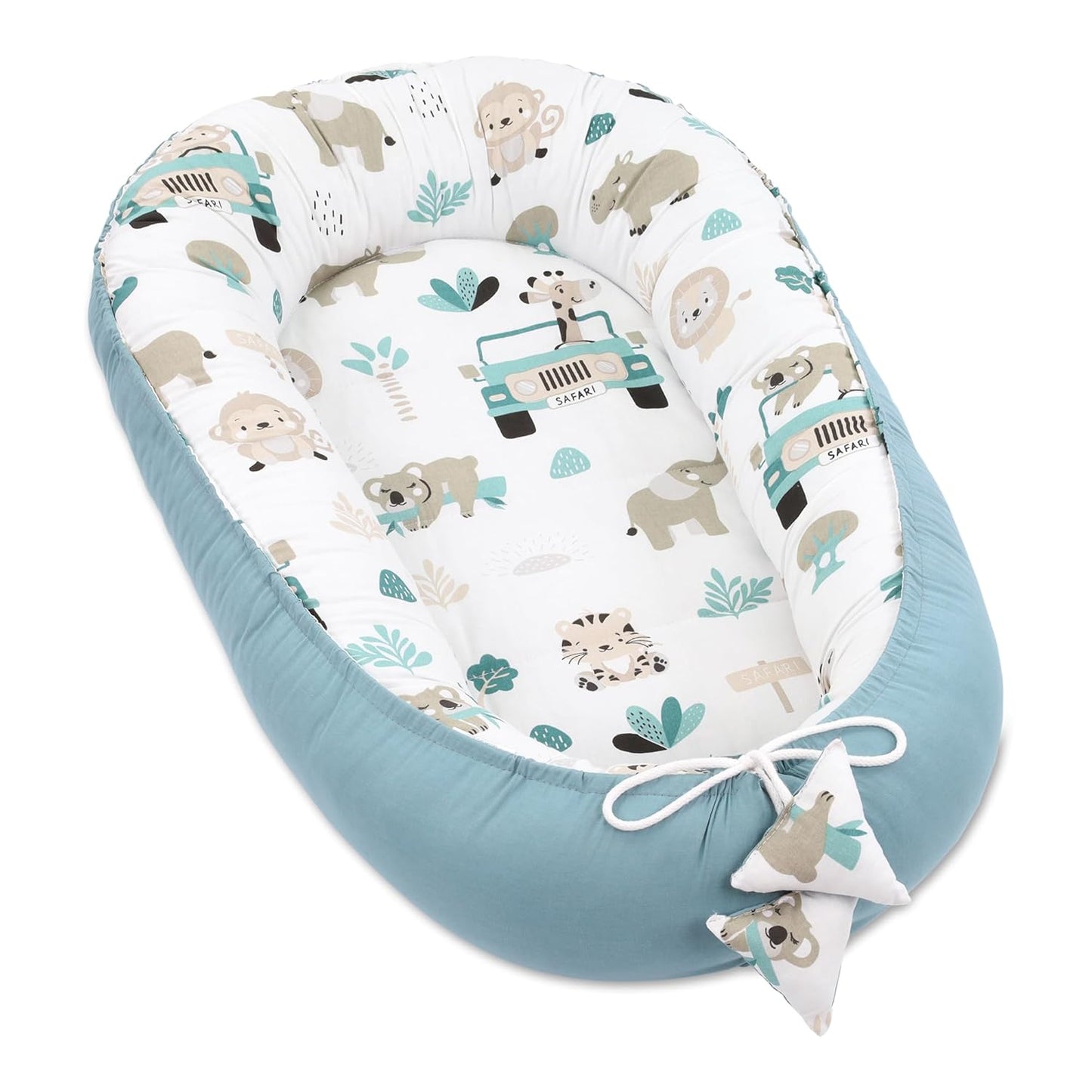 Babynest für Neugeborene mit Tragegriff, Afrika Blau 90x50cm