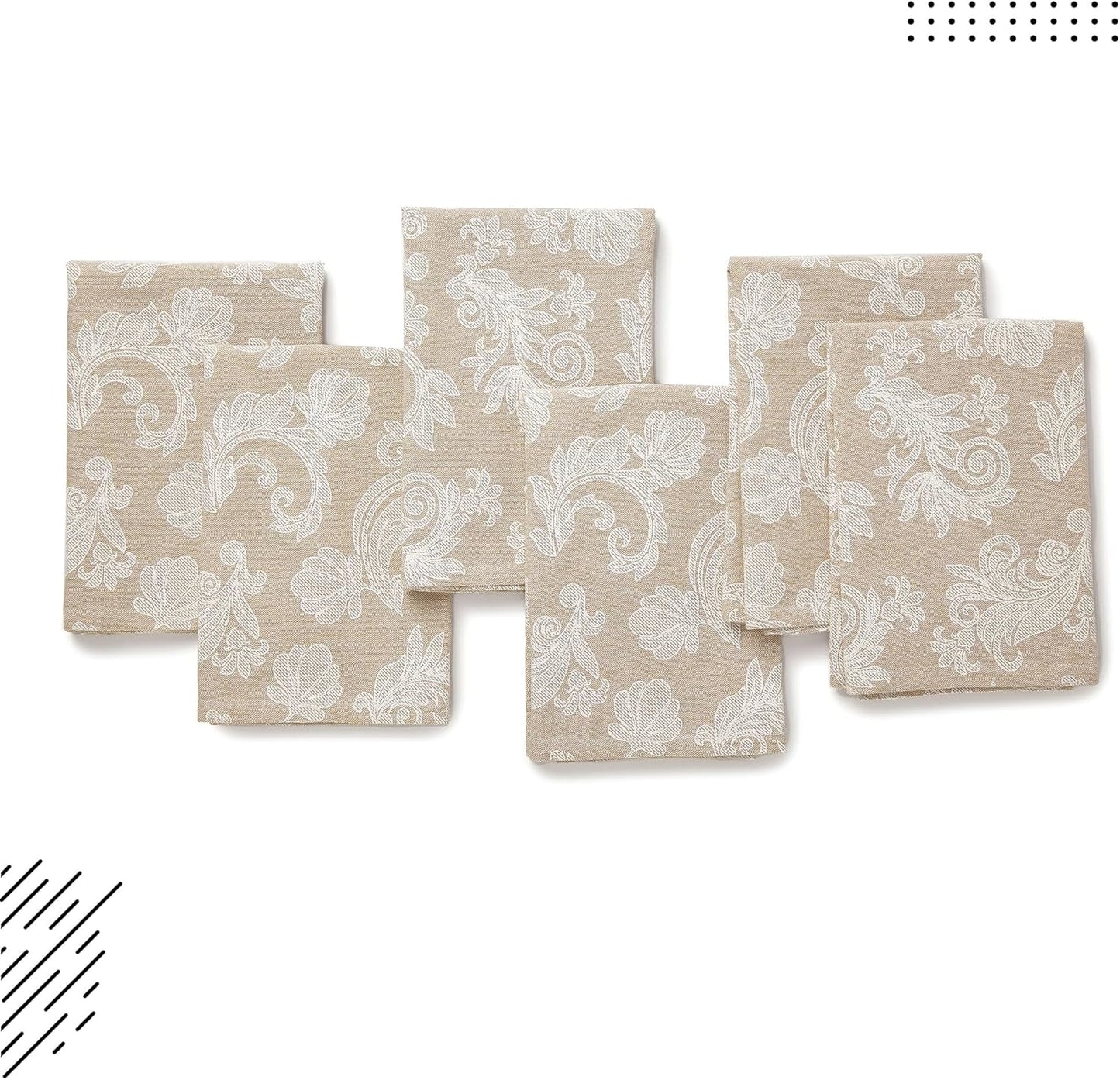 12er-Set Esstisch-Servietten im Jacquard-Stil, 45 x 45 cm (12er Set) Beige
