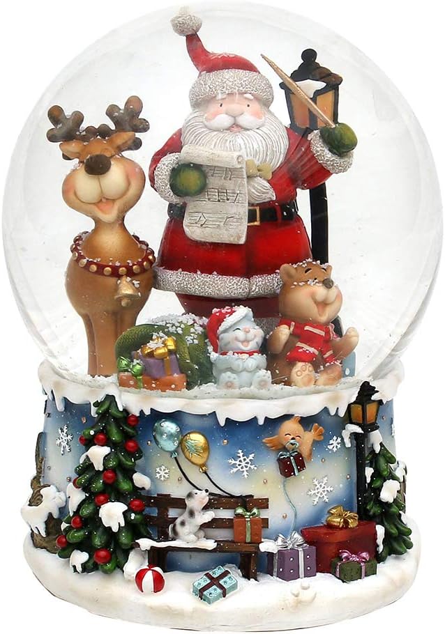 Schneekugel Santa mit Elch, Santa mit Elch