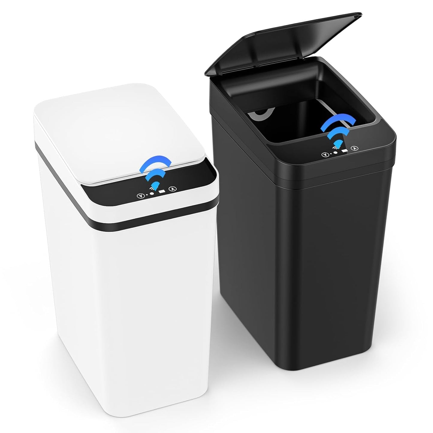 2er-Set Abfalleimer mit Sensor, Schwarz + Weiss