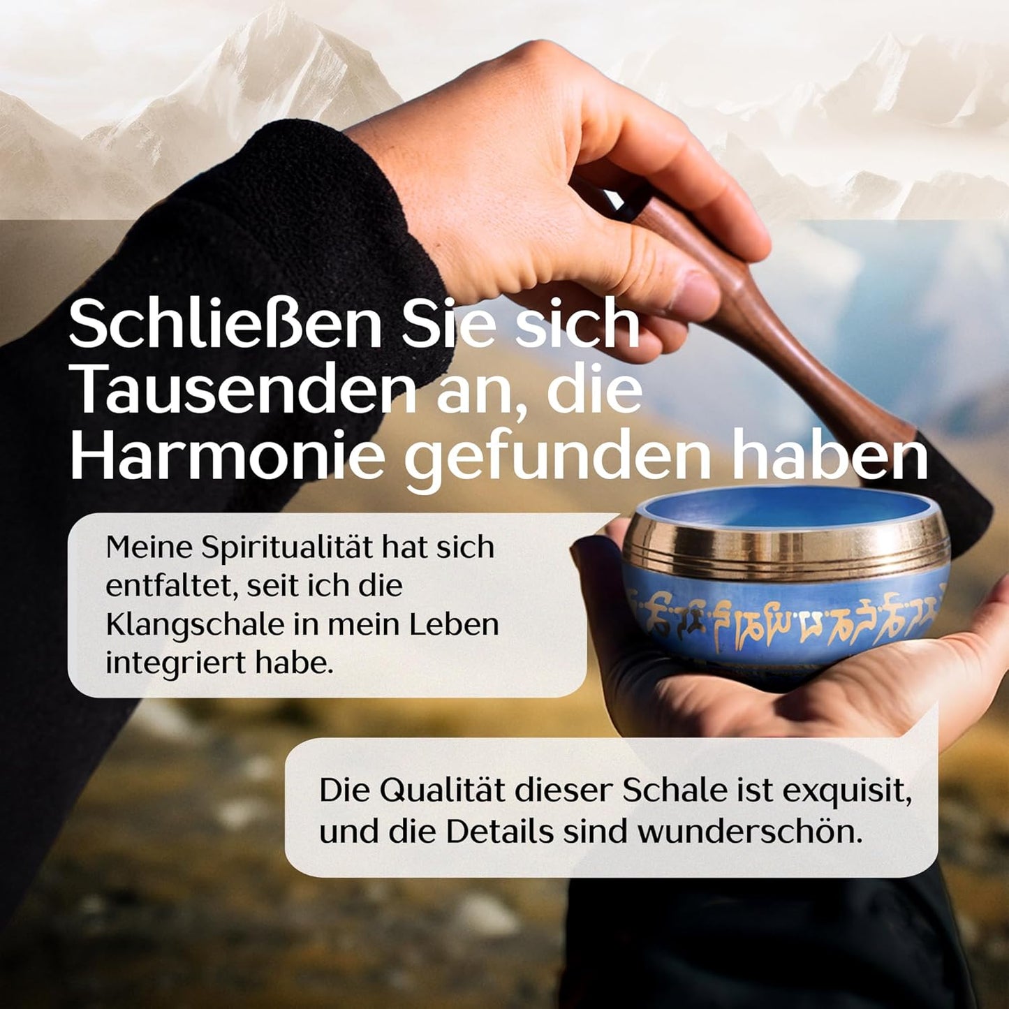 Tibetisches Klangschalen-Set mit Tasche, Blaue Mit Tasche
