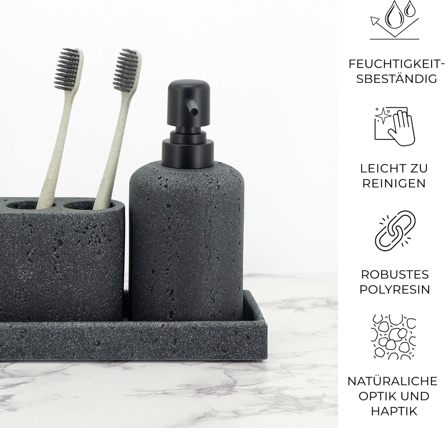 Badezimmer-Zubehör-Set (4-teilig) mit Seifenspender, Schwarz 4pcs