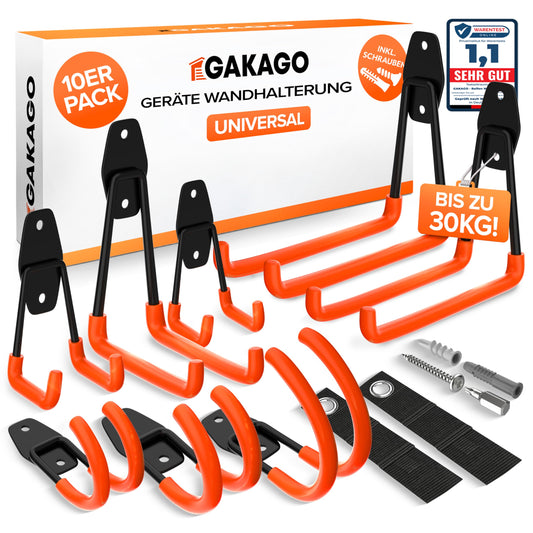 10-teiliges Garagenhaken-Set inkl. Dübel & Schrauben, 10er Set
