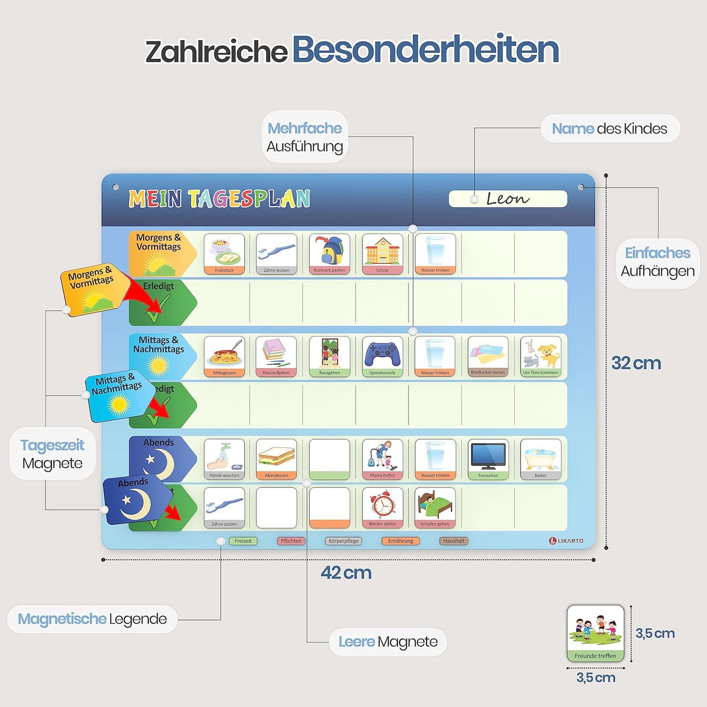 Montessori Aufgabenplaner für Kinder, Tagesplan Klassisch